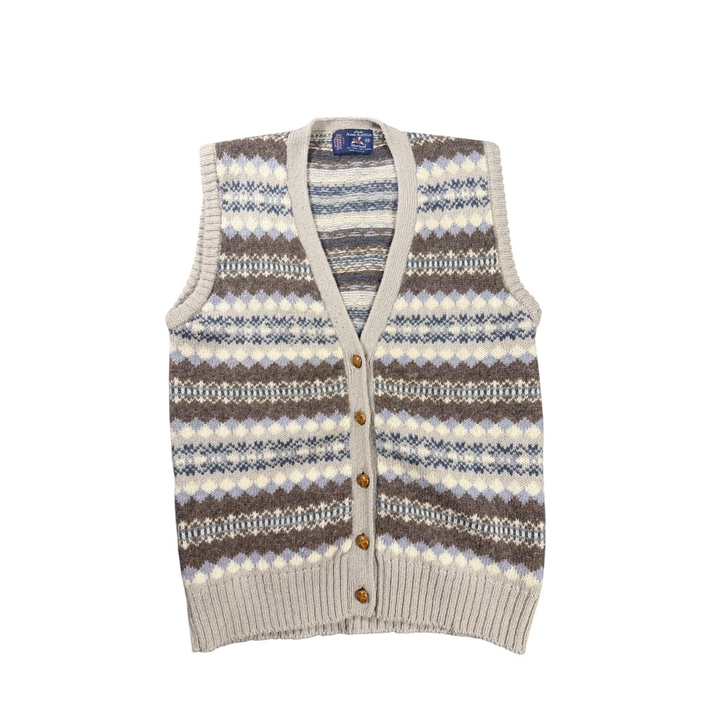 Lady Avon Scottish Shetland Wool Fair Isle Sweater Vest Kenneth Gordon USA M